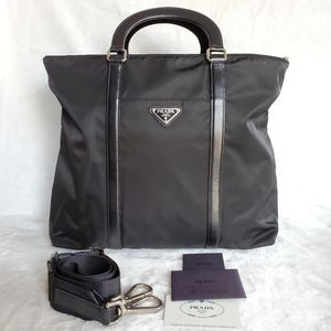 PRADA Tessuto Vitel Black Nylon Tote